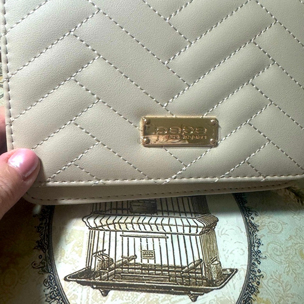 BEBE NEW Waffle Sophia crossbody, color Sand, small $50 off!